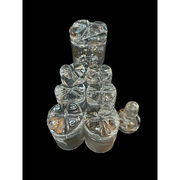 Krosno Poland 6 Heavy Bottom Bar Glasses And Decanter - Picture 8 of 12